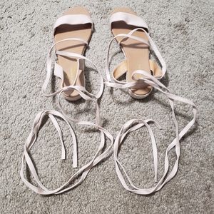 Lace Up Mid Calf Flat Sandals